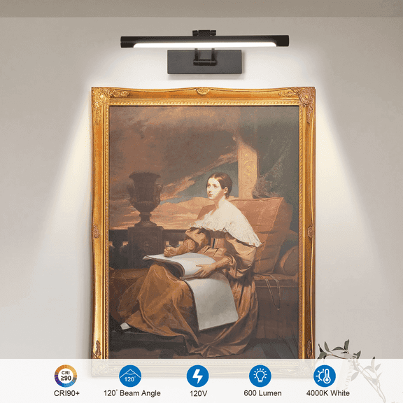 LED Picture Light, Full Metal Display Lighting with Flexible Light Head, Hardwired Dartboard Light for Picture Frame, Artwork, Dartboard, Portrait(4000k, 660lm)