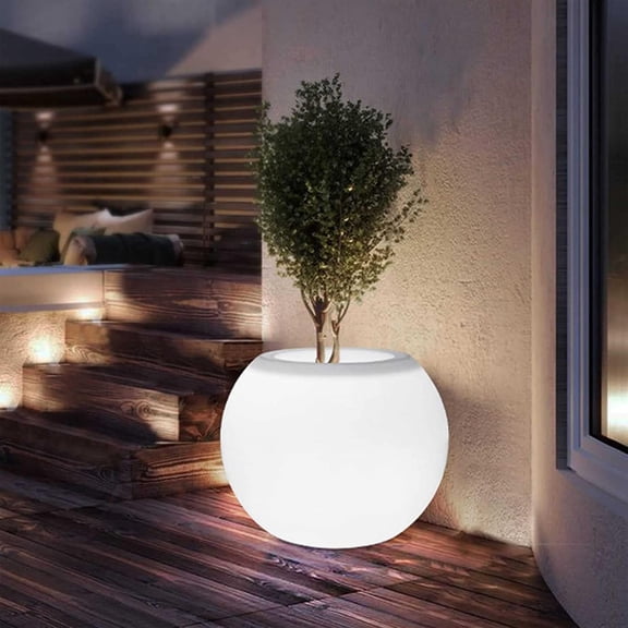 LED Planter with Light, Colorful Glowing Flower Pot with Remote Control, Outdoor Water-Resistant Glowing Pot for Lawn, Garden, Patio, Park