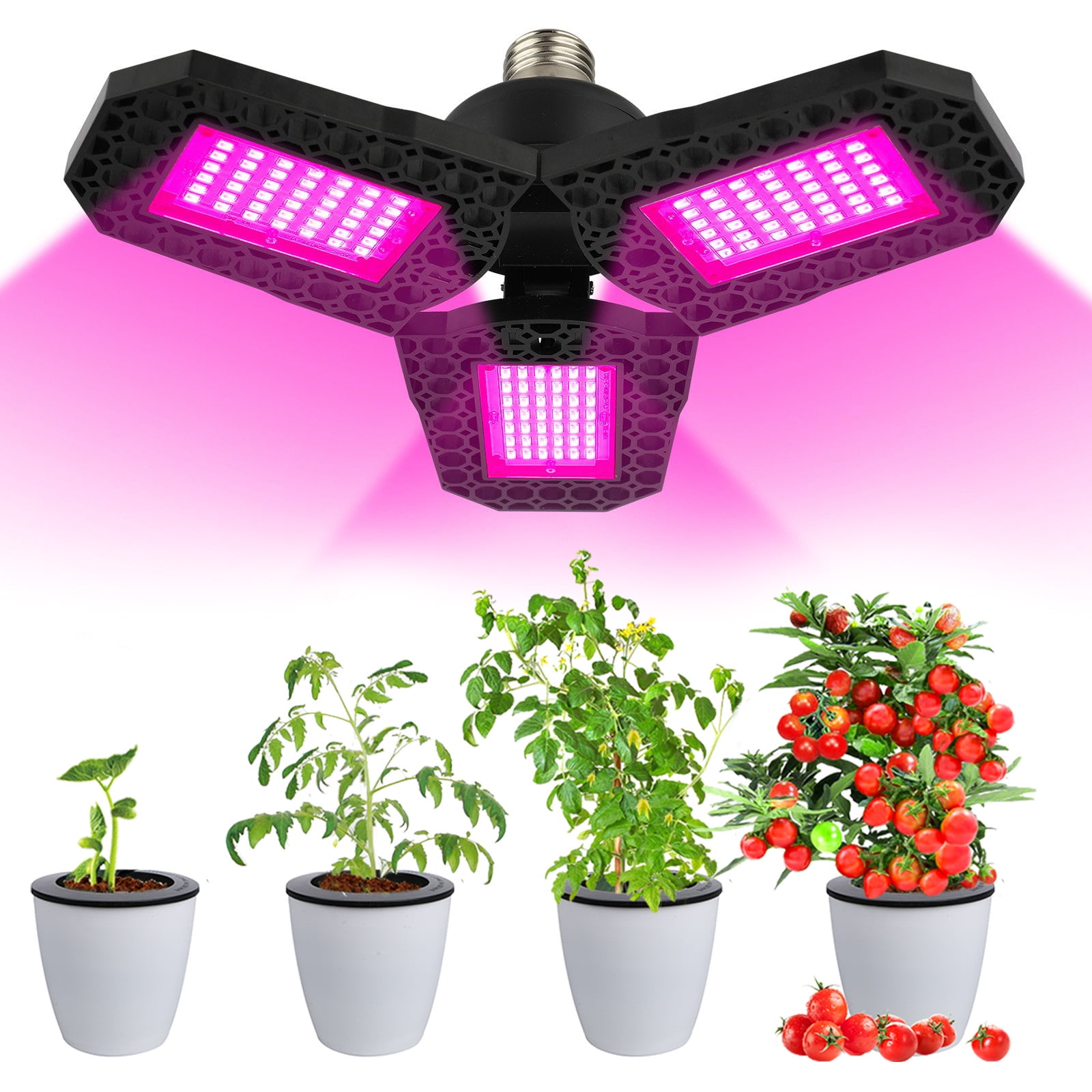 GooingTop Grow Light Floor Lamp,6000K 60W White Full Spectrum Plant Growing  Lamp for Indoor Home Office Plants,5-Level Lighting Brightness,Timer 4 8