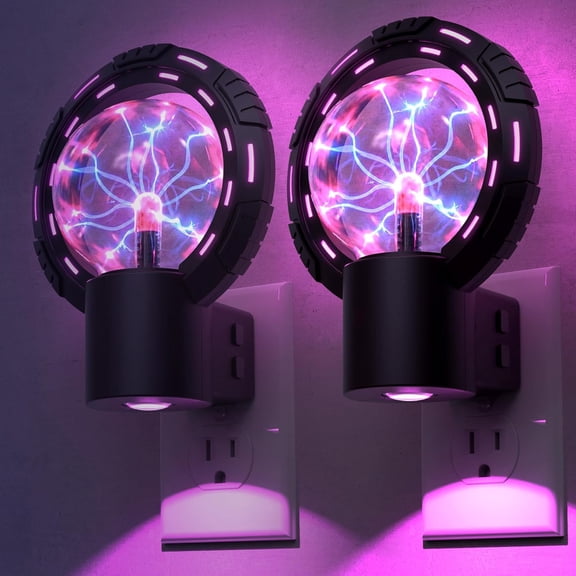LED Plug-in Night Light, Color Changing Globe Plasma Lamp, Tesla Coil Bulb Static Electricity in a Vacuum Pressurized Glass Globe for Hands-On STEM Learning,Parties, Decorations, Prop