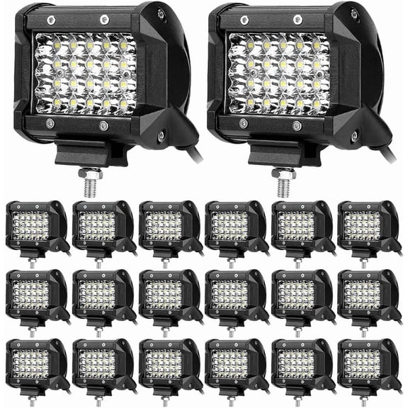 LED Pod Lights 4 Inch 72W 20PCS Off Road Cube Quad Row Spot Beam Led Work Tractor Driving Fog Light Bar for Trucks Car ATV UTV SUV RV Golf Cart Pickup Boat