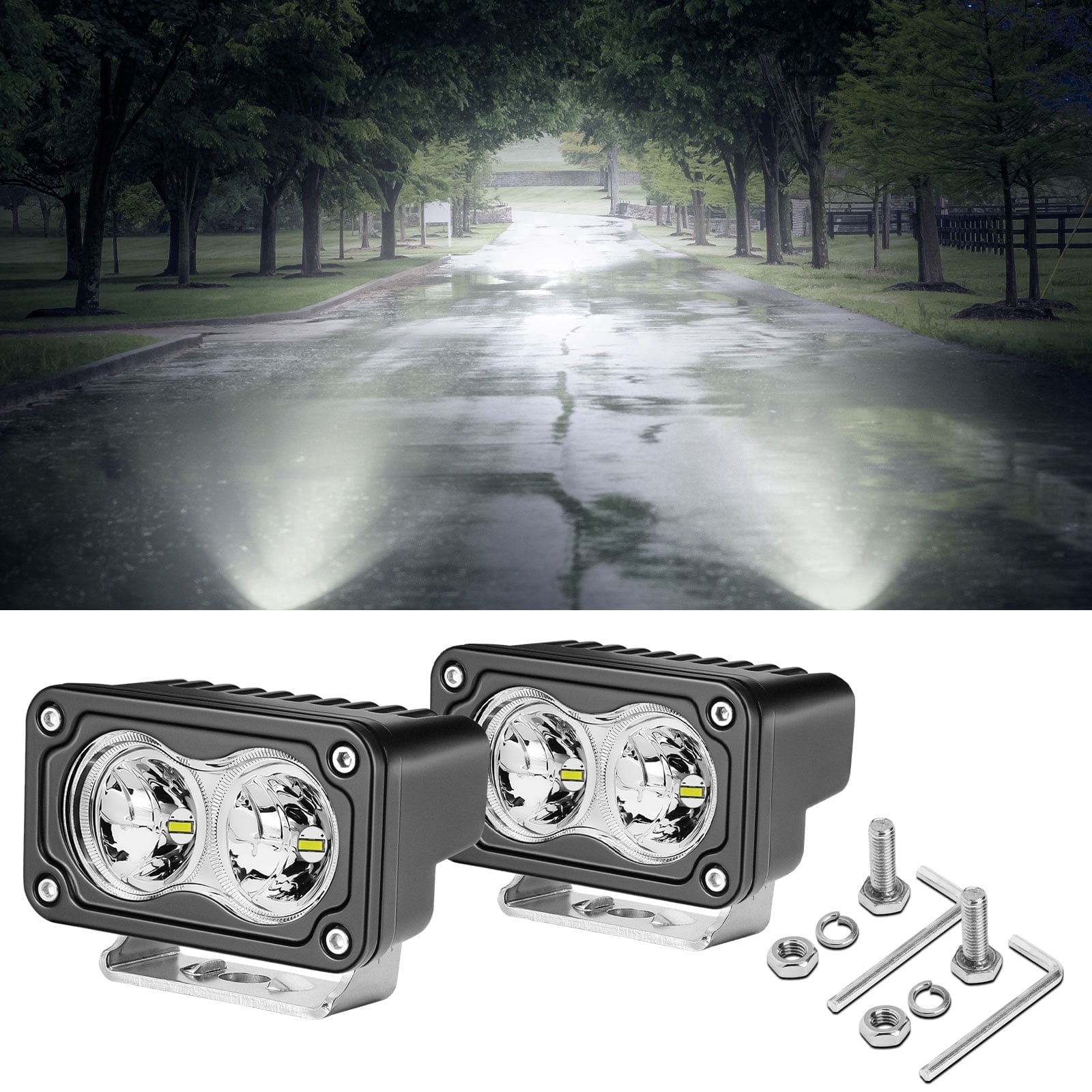 2PCS 3" 40W LED Pods offroad Driving Beam Fog Lights for Truck UTV ATV Motorcycle