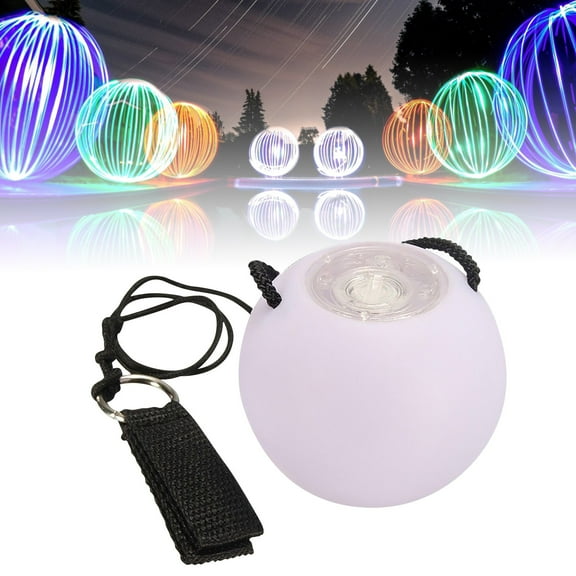 LED Poi Balls Set -Multi-Mode Light Color Changing Glow Toys for Flow Arts Beginners & Dance Performance，White