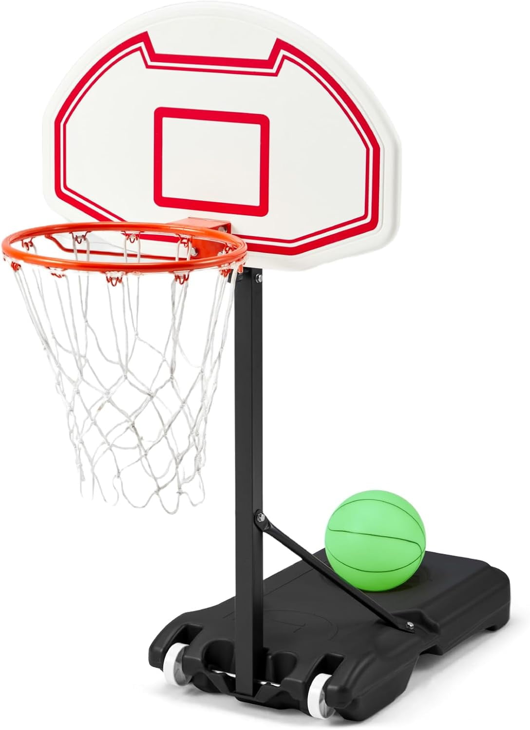 LED Pool Basketball Hoop With Glow Ball - Height Adjustable 3-4.6 Ft, Light Up Rim, Portable Poolside Game For Adults & Teens