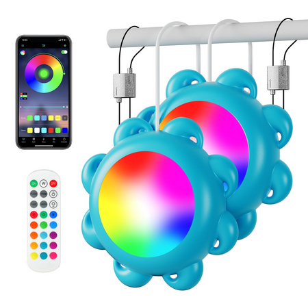 LED Pool Lights 2 Pack, Smart Submersible Pool Lights with APP Remote Control, Octopus Shaped Underwater Lights with Music Sync for Above Ground Inground Pools