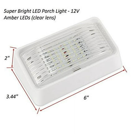 LED Porch Light Interior Light 12V - Waterproof - RV, Truck, Trailer, Automobile or Utility LED Lamp 300 Lumens - Amber LED