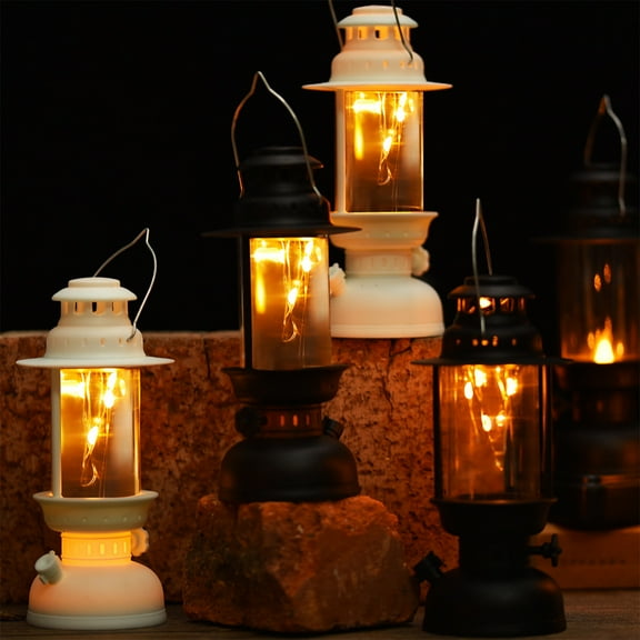 LED Portable Hanging Lantern Candle Light | Simulated Oil Lantern | Festive Flame Effect | Energy-Efficient | Battery Operated | Plastic Construction | 13x6x6cm | Includes 1 Lantern & 3 AG13