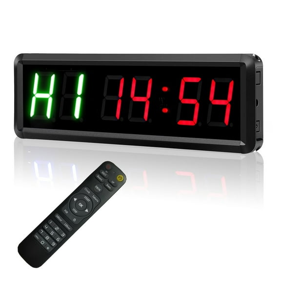 LED Programmable Interval Timers, 1.5" High Character Gym Timer, Tabata, Stopwatch,Count Up/Down Fitness Training Timer