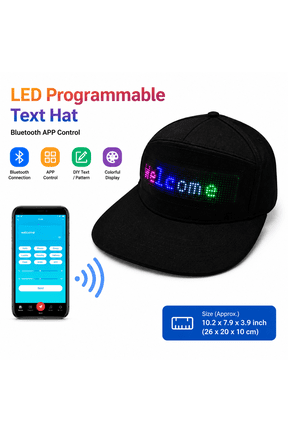 LED Programmable Text Hat, Bluetooth APP Control Light-Up Cap, Customizable Message Display Baseball Hat, Interactive LED Screen Hat for Party, Festival, Gaming, Dance, Outdoor, Fun Gift
