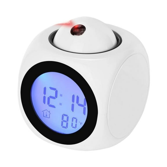 Pekkaxy LED Projection Alarm Clock, 3.54 x 3.54 x 4.13 in, Projects Time & Date onto Ceiling, Perfect for Bedroom Nightstand