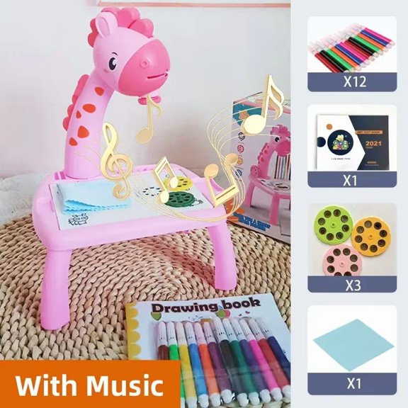 LED Projector Drawing Table for Kids, Educational Art Painting Board Toy, Creative Learning Gift