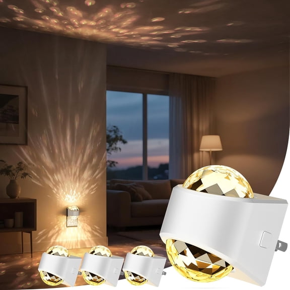 LED Projector Night Light Plug-In with Star Pattern, Dimmable Warm White, 4 Count Bestseling