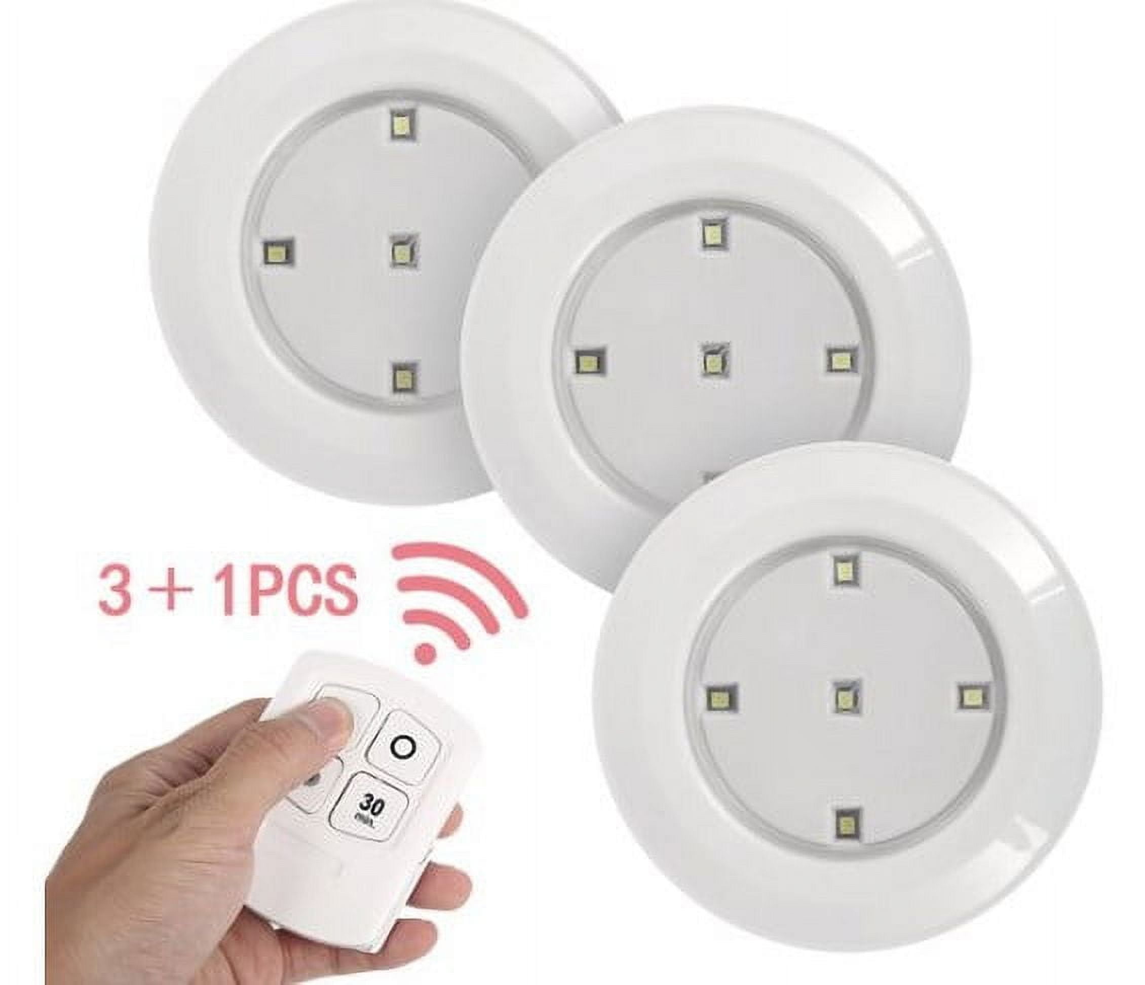 Hibibud LED Puck Light 3 Pack, Wireless Under Cabinet Lighting, Battery ...