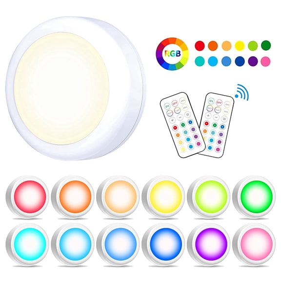 LED Lights, 6 Pack Battery Operated Wireless 13 Color Night Light for Bedroom Kitchen Closet