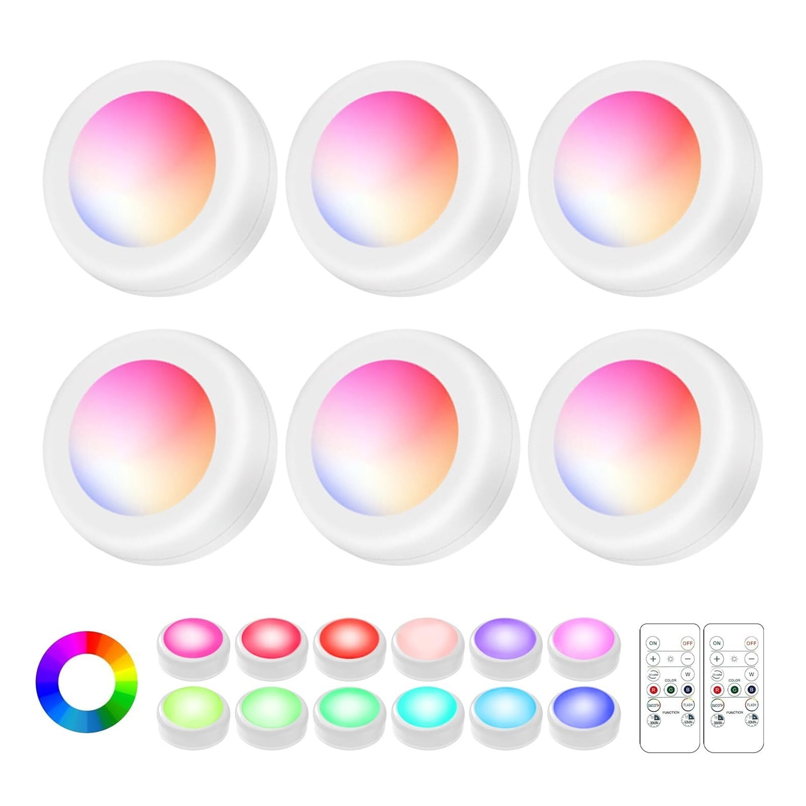 LED Puck Lights with Remote Control, Wireless Under Cabinet Lighting ...