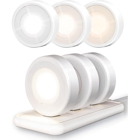 LED Puck Lights with Station, Rechargeable Stick Tap Lights, Closet Light, 3 Color Temps, Under Cabinet Lights, 2.5'' Mini Light for Kitchen,Pantry,Shelves(6 Pack)