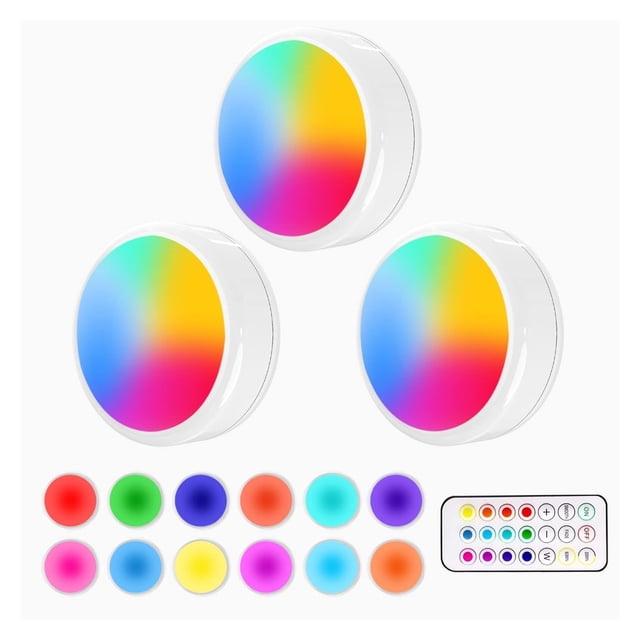 LED Puck Lights with Remote, 6 Pack Under Cabinet Lighting, Battery ...