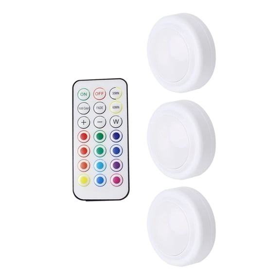 LED Puck Night Lights Remote Control Dimmable Under Cabinet Light Touches Sensor Decorative Night Lamp Easy to Install