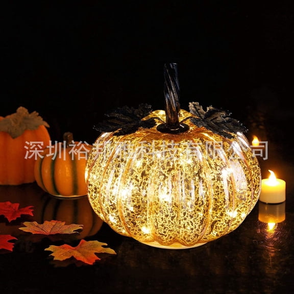 LED Pumpkin Light with Leaf & Timer - Halloween Decor, Battery Operated Jack O'Lantern for Indoor Outdoor, Fall Thanksgiving Table Centerpiece, Home Porch Decoration