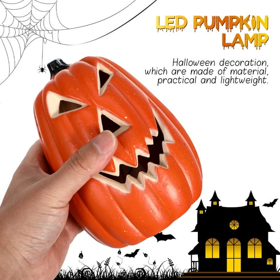 LED Pumpkin Lights,Halloween Novelty Flash Pumpkin Lantern Lamp Toy with Batteries for House Party Creepy Props Jack-O-Lantern Decors (Orange)