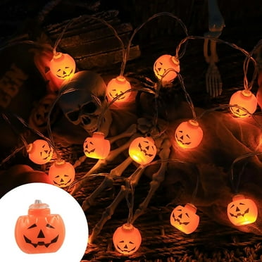 LED Pumpkin Lights Halloween String Lights Home and Outdoor Decoration, Flickering, Steady Orange Light