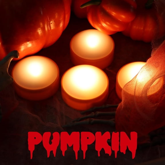 LED Pumpkin Lights with Remote and Timer, Battery Operated Bright Flickering Flameless Candles for Pumpkin Decor, Jack-O-Lantern Halloween Party Decorations,Orange Color, 4 Pack
