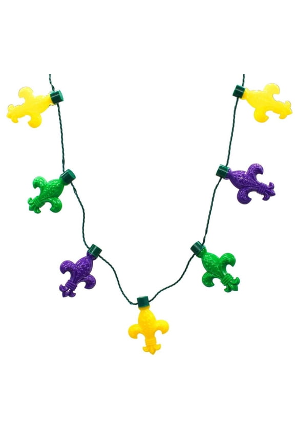 LED Purple, Green and Yellow Fleur de Lis Necklace (Each)