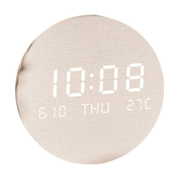 LED Quiet Clock With Adjustable Brightness,Wall Clock Modern Linen Styles for Home Digital LED Disply Minimalists Styles