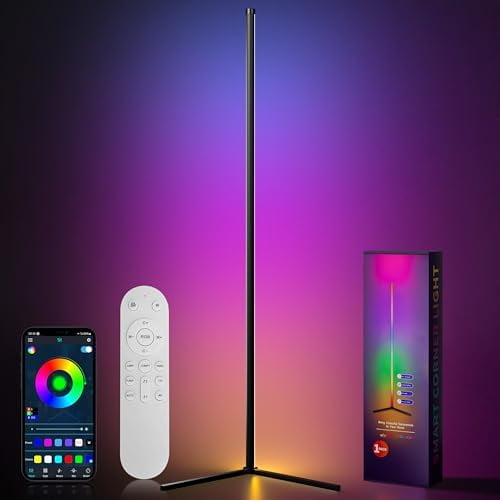 LED RGB Corner Floor Lamp, 159cm RGB-IC Smart Led Light Bar for Living Room, 16 Million Colors, Music Sync and Dimmer Corner Lighting$$Tools & Hardware Other