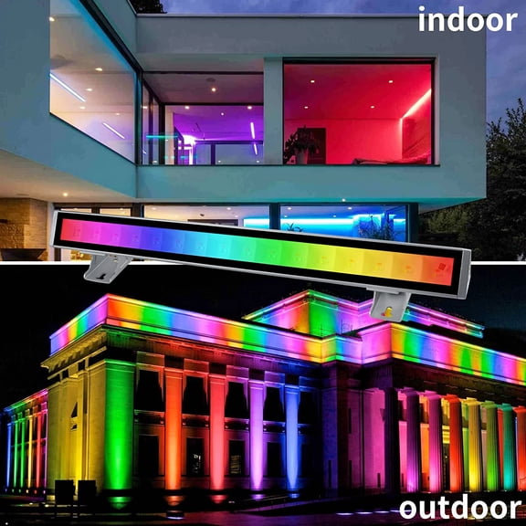 LED RGB Light Bar for Wall Lighting, 48w Outdoor Wall Washer Light Waterproof IP66, Indoor Stage Party Color Changing with Smart APP/Remote Control 2 Pack