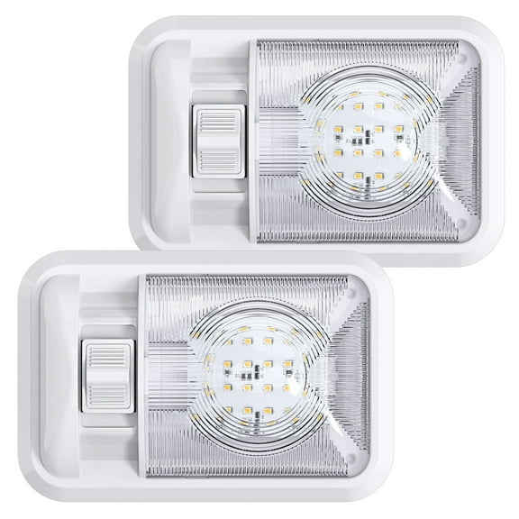 Leisure LED 12V RV Ceiling Single Dome Automotive Interior Lights for Trailer Camper with Switch, 280LM, Pack of 2