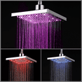 thumbnail image 1 of LED Rain Shower Head Temperature Controlled 3 Color Changing, 8 Inch Square High Pressure Light Up Rainfall Shower Head, Stainless Stee, 1 of 8