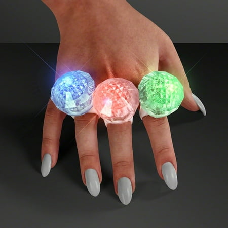 LED Rainbow Light Up Flashing Rave Ring with Light Trails (Set of 25)