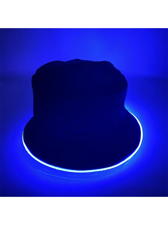 LED Rave Bucket Hat Light up Fisherman Cap Party Festival Gear for Men, Women Halloween Costume Accessory Blue