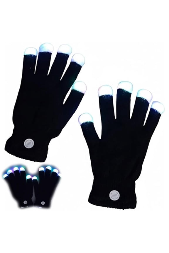 LED Rave Gloves with 7 Color Light Show,Light Up Finger Gloves with Fingertip LEDs,Touchscreen Compatible Knitted Glow Gloves for Parties,Concerts,Festivals,Night Events gloving gloves glowing gloves