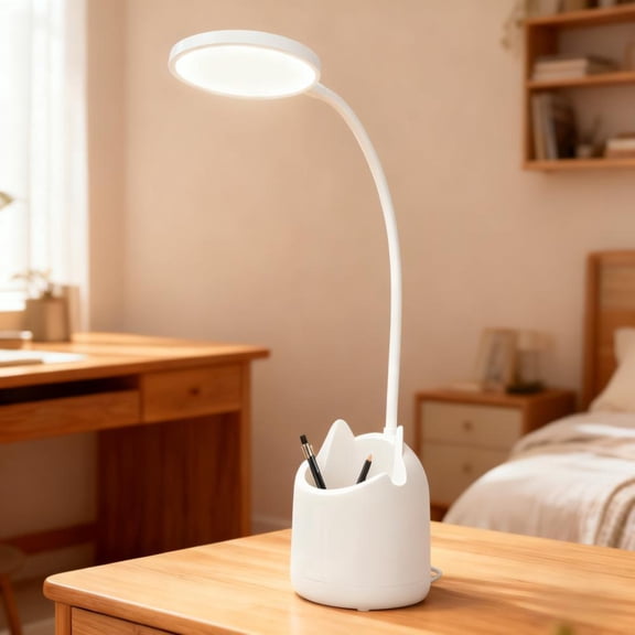 LED Reading Desk Lamp with 3 Dimming Levels - USB Night Light, Built-in Pen Case, Suitable for Bedside Use, Non-Rechargeable, Practical Study & Work Lighting