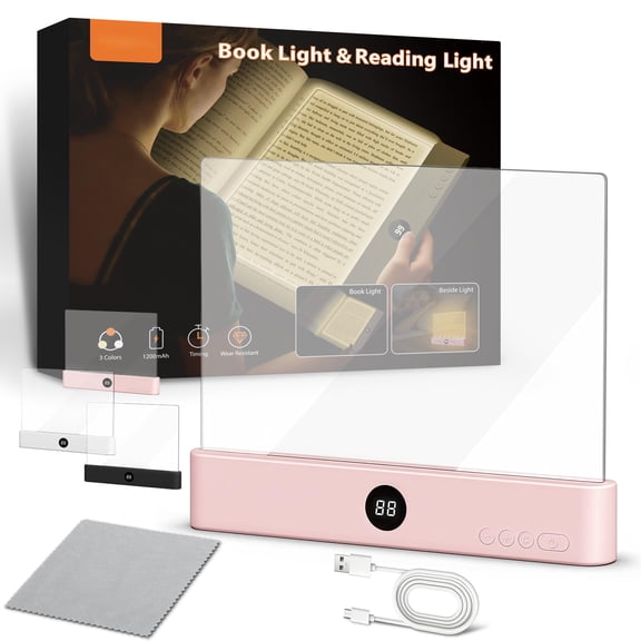 LED Reading Light for Book with 3 Colors & Timer, Book Light Page Rechargeable Reading Light, Dimmable Full Page Panel Lamp for Night, Eye Protection Gifts for Women Men Book Lovers