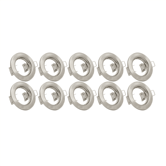 LED Recessed Ceiling Light Mounting Frame Round Satin Spotlight Fittings Downlight Frame for Ceiling Spotlight MR16 GU10,10 x Downlight Frame,As Shown
