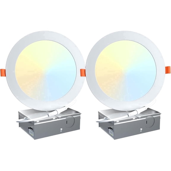 Oraluce 6 Inch Ultra-Thin 5CCT Canless Downlight Recessed Lights 2 Count