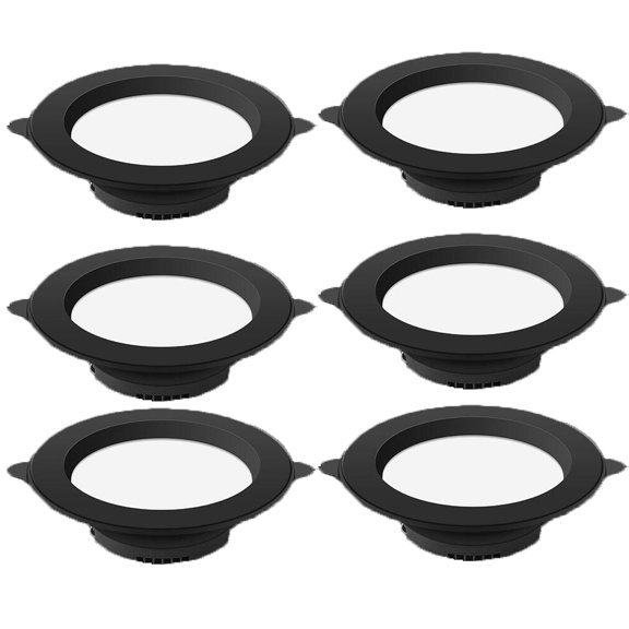 LED Recessed Spotlight 9w Black, Warm Light, 6 x Spot LED IP44, Cabinet Light Extra Flat Recessed, Spotlight Hole 90-110 mm for Camper Caravan Wardrobe