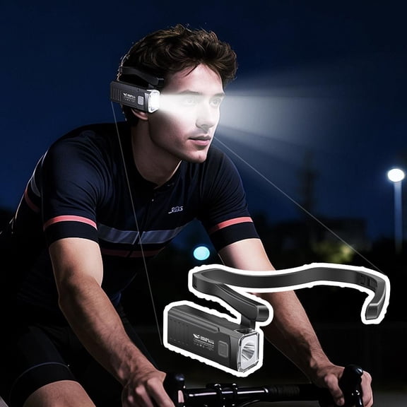 LED Rechargeable Ear Worn Headlamp with Red Light, Fashion Motion Sensor Adjustable Comfortable Headlight, Lightweight and Suitable Head Lamp for Working,Camping, Hiking and Running