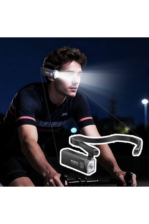 LED Rechargeable Ear Worn Headlamp with Red Light, Fashion Motion Sensor Adjustable Comfortable Headlight, Lightweight and Suitable Head Lamp for Working,Camping, Hiking and Running