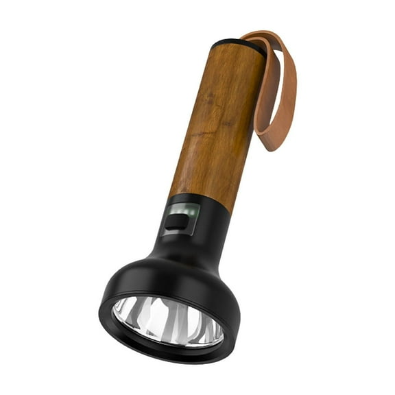 LED Rechargeable Flashlight, Imitation Wood Grain Strong Light Long-range Flashlight Type-c Fast Charging Display Fixed Focus Outdoor,New Retro Torch Outdoor Lighting ,500 Lumens 3-Speed Mode