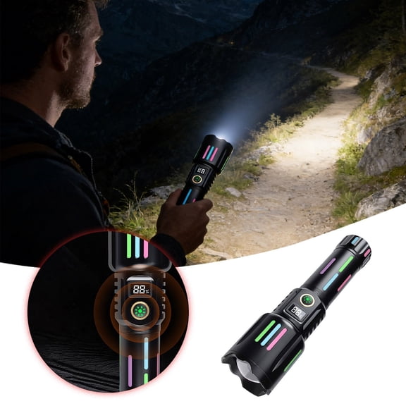 LED Rechargeable Flashlight with 5 Light Modes Zoomable for Outdoor Camping and Emergency Use Crafted from Aluminum Alloy Lightweight Portable