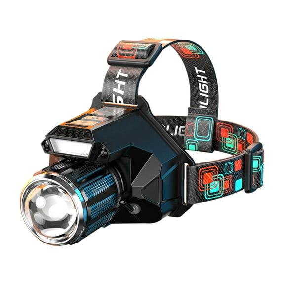 LED Rechargeable Headlamp, 150000LM Head Lamp Super Bright with 9 Modes & IPX6 Waterproof Zoomable Head Lights for Forehead, 90掳 Adjustable Headlamps for Camping Hiking Hunting Fishing Car Repair