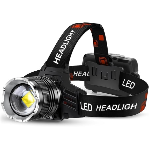 LED Rechargeable Headlamp 99000 High Lumens, 95 Hours Endurance  Lamp with Zoomable & 12 Modes & IPX7  & 125? Adjustable, Super Bright  Light for Outdoor, Camping, Hard Hat