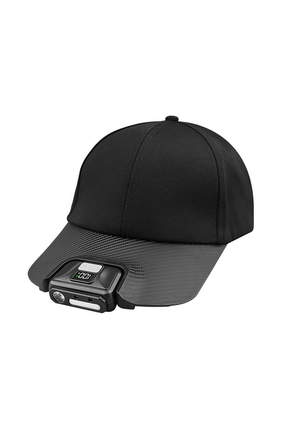 LED Rechargeable Headlamp Built into Baseball Cap with Multiple Brightness Modes for Camping Hiking Outdoor Enthusiasts Hands-Free Lighting Solution Adjustable Strap Water- Design