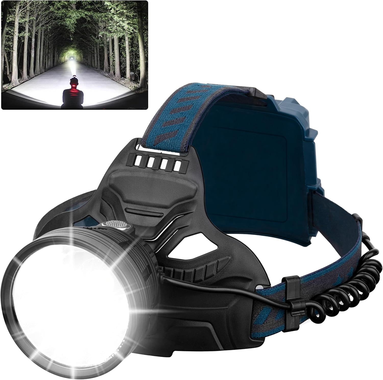 LED Rechargeable Headlamps, 90000 Lumen Super Bright Headlamp Flashlight 90°Adjustable 4 Modes IPX5 Waterproof USB Rechargeable Head Lamp for Camping Running Hunting Cycling Climbing Hiking