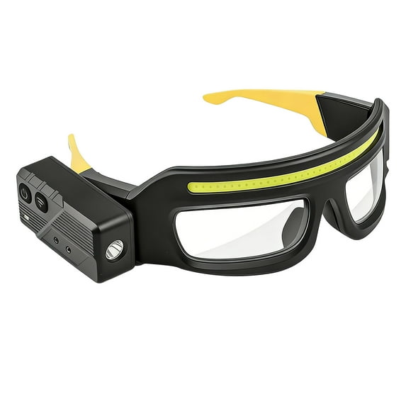 Rechargeable LED Headlight Glasses with Motion Sensor USB C Charging Eyewear for Outdoor Running Camping Cycling Hiking Activities