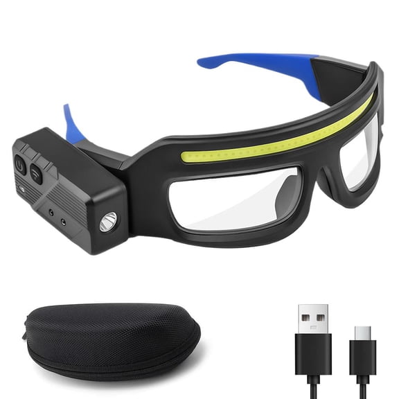 LED Rechargeable Headlight Glasses, with Motion and Touch Control, 5 Modes Light Up Glasses for Running Camping Fishing Cycling Hiking Hands Free Lighted Eyewear